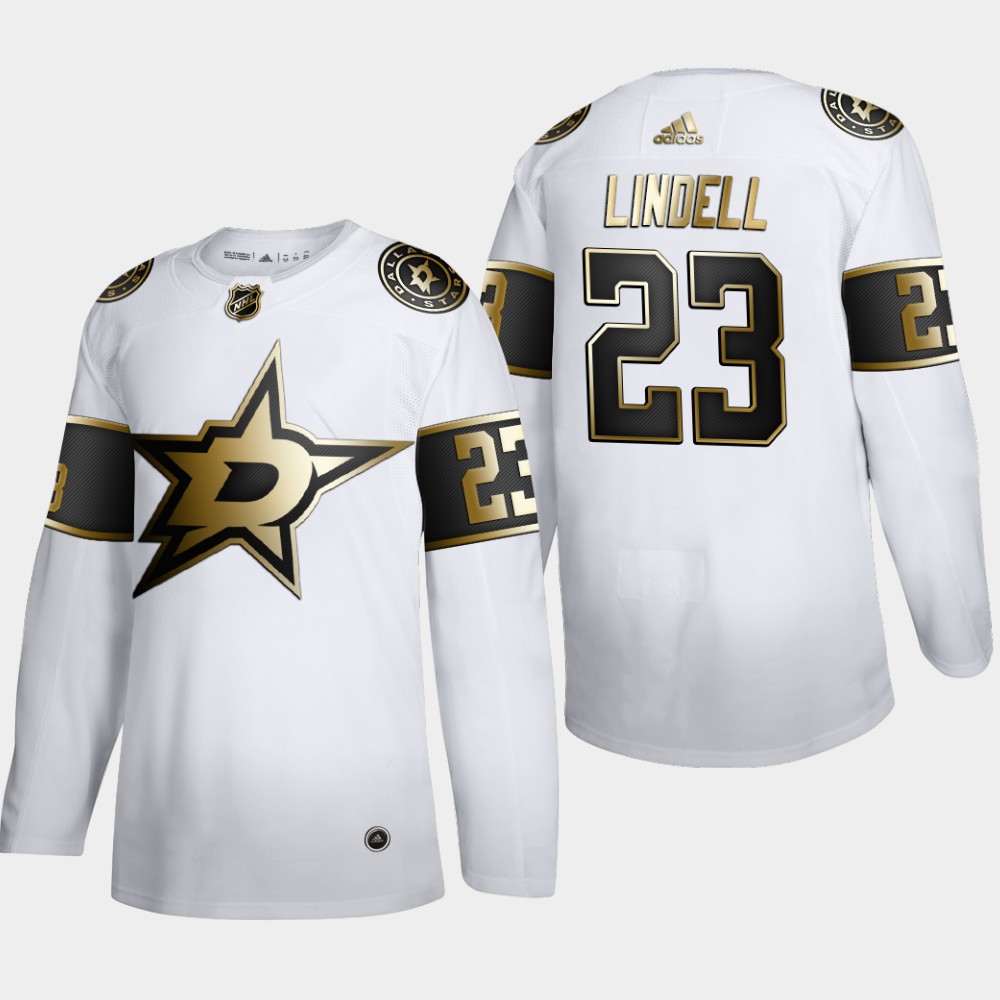 Dallas Stars 23 Esa Lindell Men Adidas White Golden Edition Limited Stitched NHL Jersey